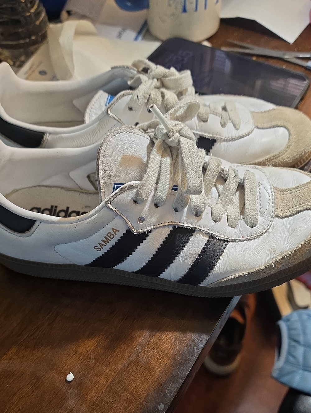 adidas Samba White and Black Leather Sneakers